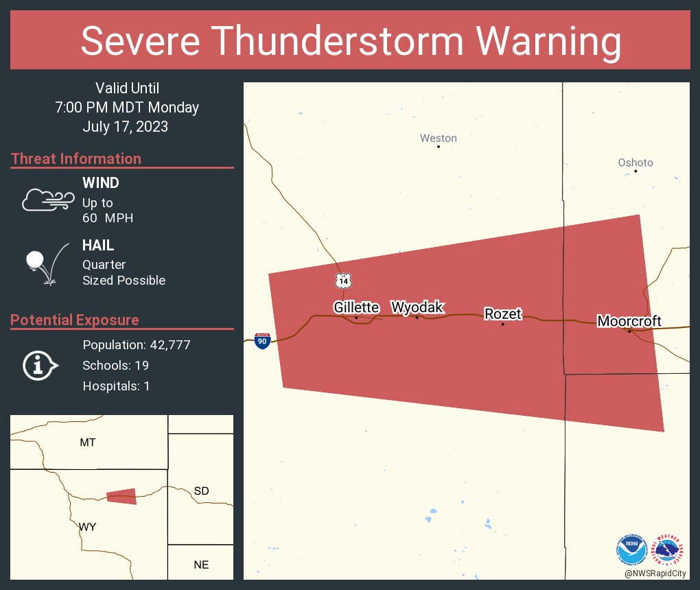 NWS Rapid City on Twitter "Severe Thunderstorm Warning including