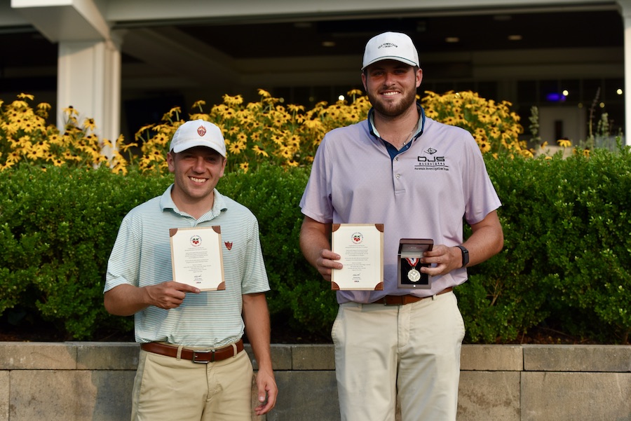 GAofPhilly's tweet photo. Patrick Sheehan (right) of @pennstatemgolf as well as Aaron Fricke of @LuLuCountryClub and @DrexelGolf advanced through #USAmateur Qualifying @UnionLeagueGolf.

Sheehan medaled with a 36-hole total of 7 under and Fricke shot 4 under.

RECAP ➡️ https://t.co/ooibDybxB0 https://t.co/EHC8czuo9J
