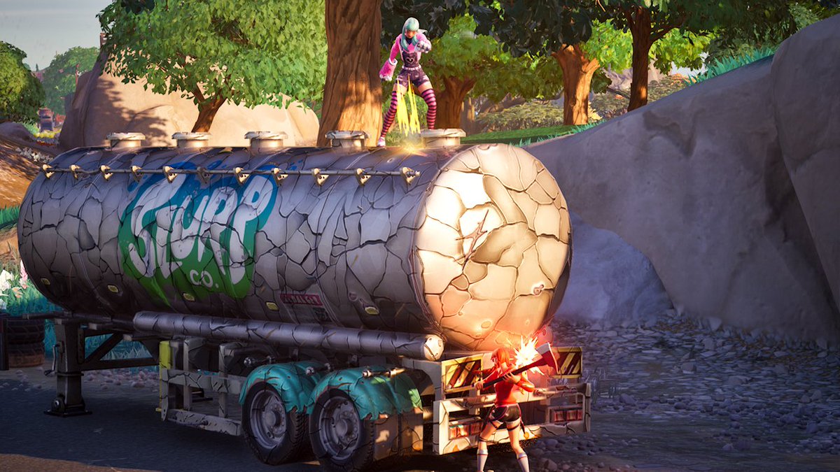 CephThePulpo's tweet photo. Summer Fable's driving school wasn't successful, but hey, she teached Syd how to destroy a trailer!👀

#Fortnite #FortniteArt #Fortography #SummerFable #Syd https://t.co/9VFFpngVKU
