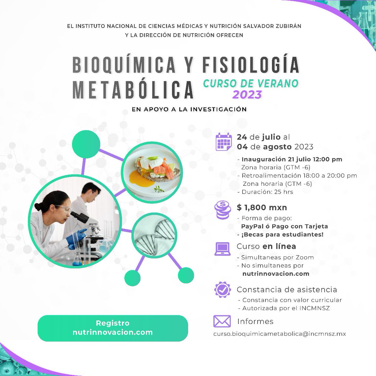 cepronut's tweet photo. Los invitamos a participar al Curso de 📷 Bioquímica Fisiología y Metabólica 2023.

Creado para explorar en profundidad los fundamentos esenciales de estas fascinantes disciplinas científicas, este curso te brindará una sólida base de conocimientos. https://t.co/j2ik7vzsKj