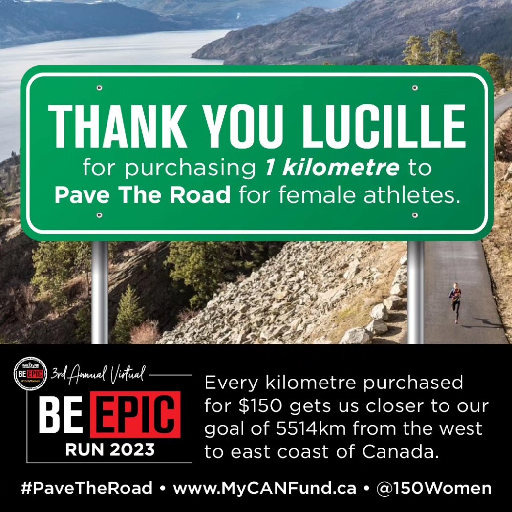 EVERY. KILOMETER. COUNTS. 🛣

#thankyou Michael, Nadine and Lucille for helping us get closer to our goal of 5514km purchased to #PaveTheRoad" for our #femaleathletes!! 👏👏 

For more details and to purchase your kilometers today: beepicrun.ca/pave-the-road
