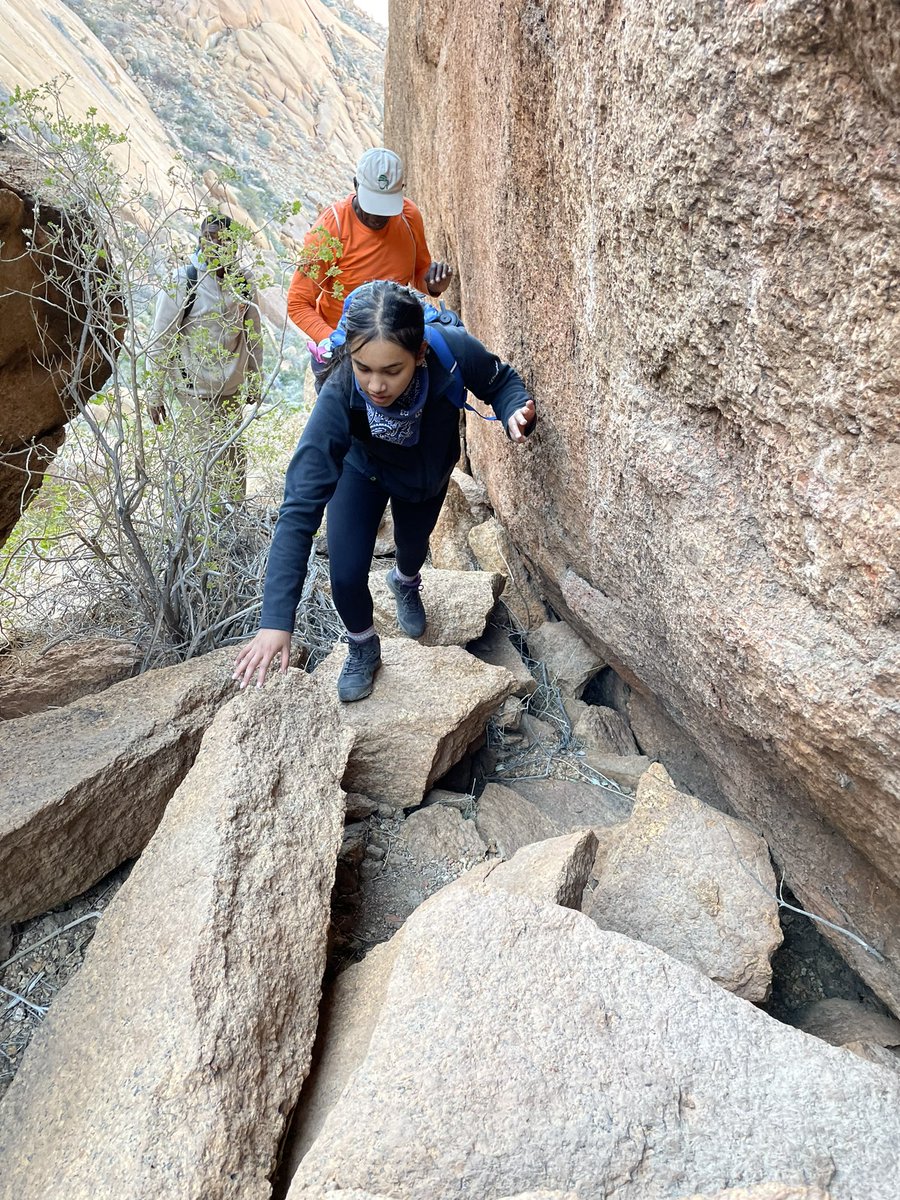 Exciting 6’ hike/scramble up the Spitzkoppe Matterhorn today. Views were amazing as were the girls.