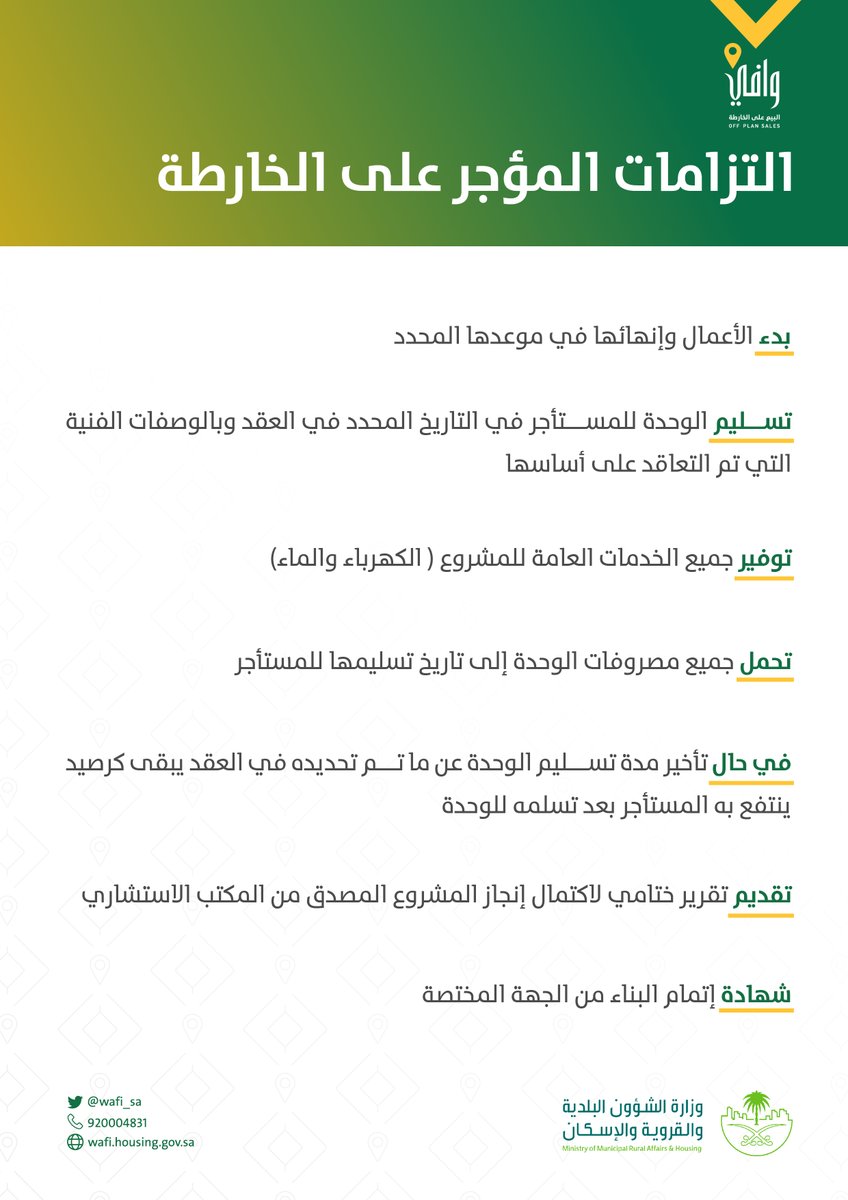 ما التزامات المؤجر على الخارطة ؟ 

#وافي