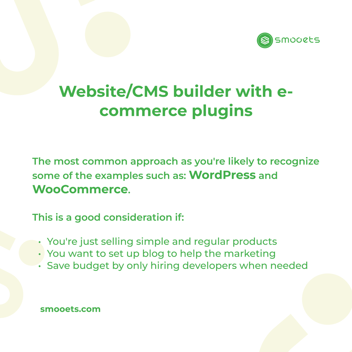 SMOOETS's tweet photo. Continuing last week's content about mobile development approaches, now you can check out how e-commerce website can be build in many different ways 👉⁣
⁣
---⁣
#smooets⁣
#outsourcing⁣
#itoutsourcing⁣
#ecommercebusiness #ecommercetips #ecommercewebsite https://t.co/tZeWfOjzGq