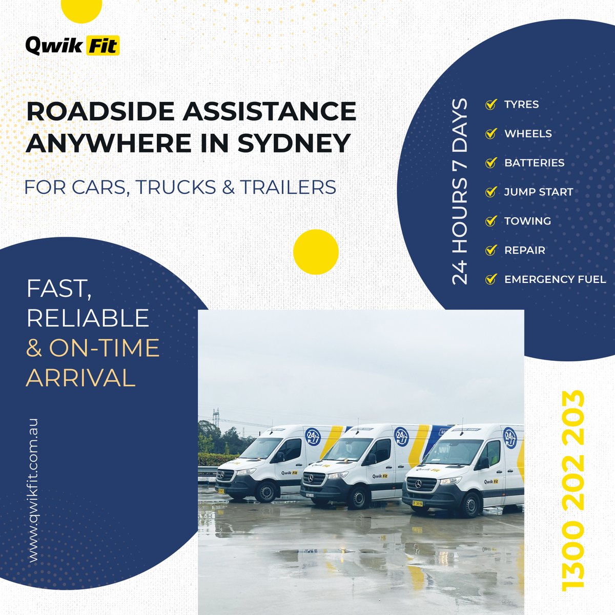qwikfitau's tweet photo. Qwikfit Roadside Assistance for Cars, Trucks &amp; Trailers in Sydney, Australia. Give us a call 📞 1300-202-203 or visit 🌍 https://t.co/pAekbxhmhM
.
#qwikfit #tyre #roadside #help #sydney #roadtrip #australia #night #daytrading #travel #tyres #wheels https://t.co/5BxlUSrmzi