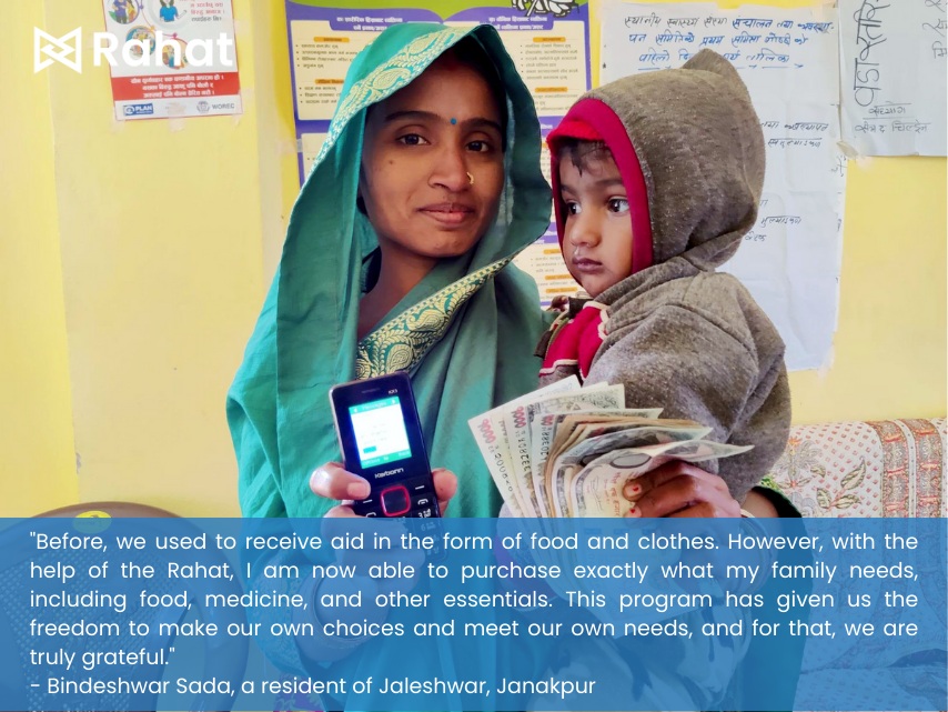 rahataid's tweet photo. From food, clothes to medicine, Rahat is empowering vulnerable communities like Bindeshwar's in Jaleshwar, Janakpur with digital aid distribution. 🌟✨ 
Giving them the freedom to choose their own needs and transforming lives. 💙🛍️
 #DigitalEmpowerment #ChangingLives https://t.co/OwDRpWGeP5