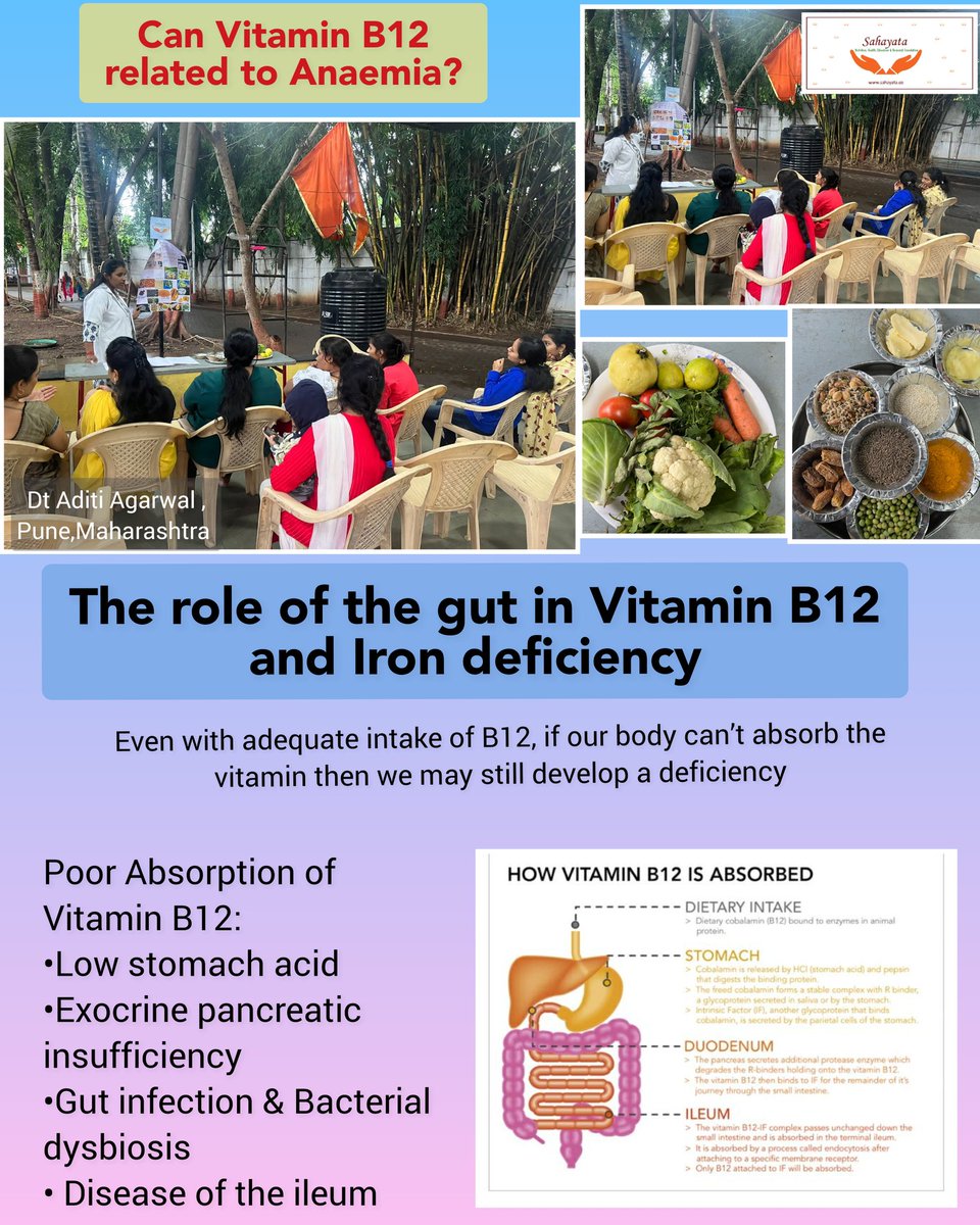 when your body can't make enough healthy red blood cells because it doesn't have enough vitamin B12. Your body needs vitamin B12 
make healthy red blood cells, white blood cells, and platelet.

#publichealthnutrition #aditiagarwal #pune #maharashtra #vitb12deficiency