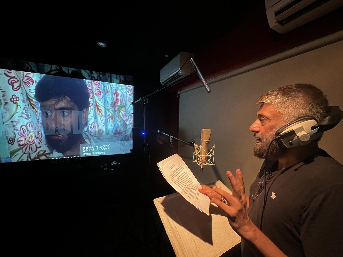 vivekagnihotri's tweet photo. Final dubbing for #KashmirUnreported. Don’t want to see his face after this ever again. https://t.co/Tt24GE8Fmy
