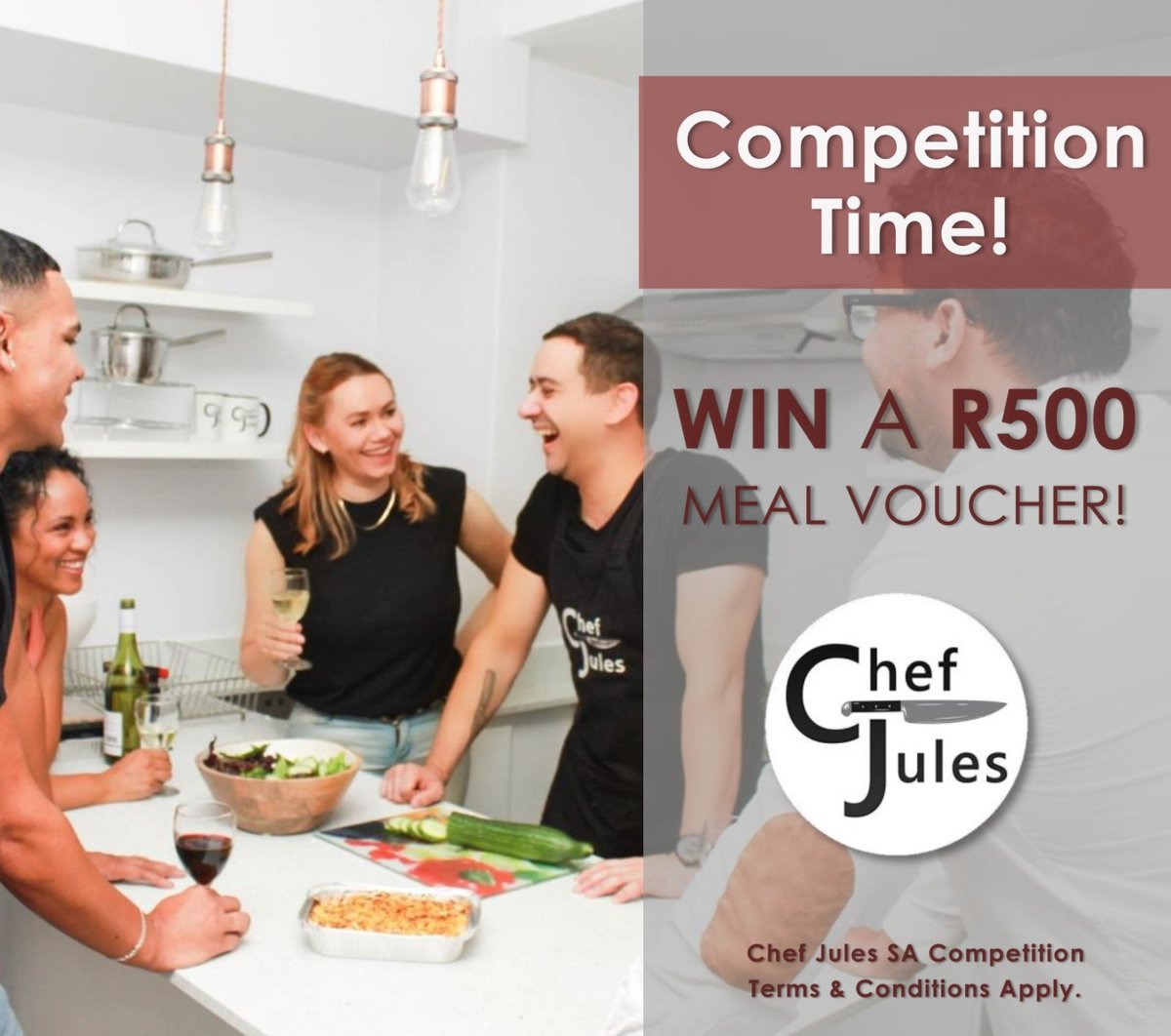 ChefJulesSA's tweet photo. Stand a chance of winning a R500 Chef Jules Meal Voucher. ��

All you need to do is follow these 2 easy steps:

1. FOLLOW us. 
2. RETWEET this post.

💚 Increase your chances by entering via Instagram and Facebook. 

Terms &amp; Conditions Apply. #chefjulessa #chefjulescompetition https://t.co/wNEbe2Y8pD