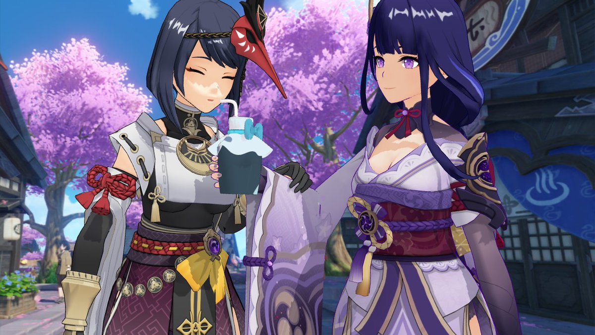 KakumeiHi's tweet photo. "Sara. You have some, too."
" *chuckles* Alright."
#shogunsara #saraiden #RaidenShogun #KujouSara #GenshinImpact #ThatGrumpyShogun #HerTenguGeneral https://t.co/Mjq7GBrJkK