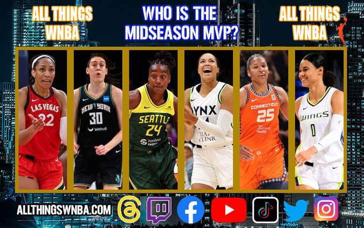 Who is your #WNBA midseason MVP?

A'ja Wilson
Breanna Stewart
Jewell Loyd
Napheesa Collier
Alyssa Thomas
Satou Sabally 

Or are you thinking of someone else? https://t.co/JUDLaUvzJe