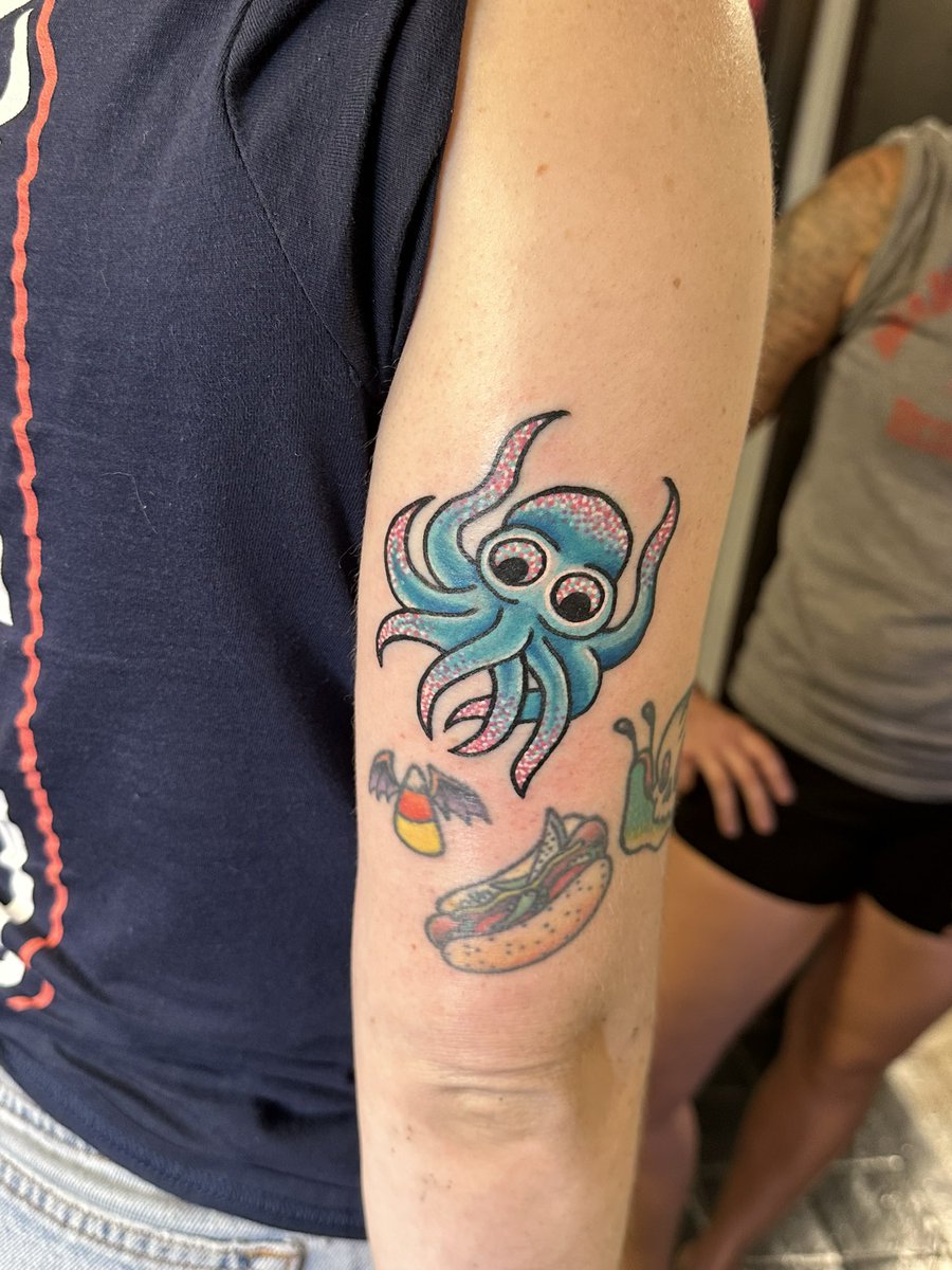 KelseyOrb's tweet photo. Went in for an ear piercing, came out with two &amp; more ink 😅🐙 https://t.co/W3Qlp88v9E