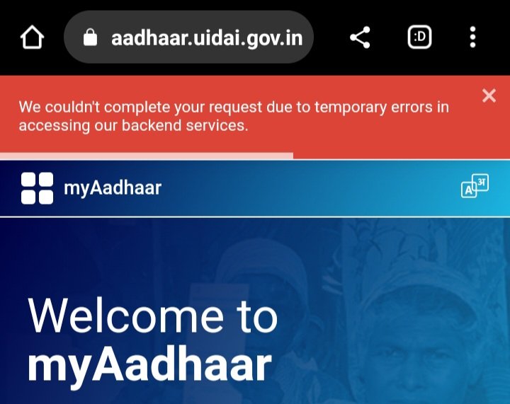 AkashMaurya2002's tweet photo. @UIDAI MY AADHAR UPDATE STATUS NOT SHOW  AT MY AADHAR WEBSITE 

THIS ISSUE SHOW 

We couldn't complete your request due to temporary errors in accessing our backend services.

 #URN NO. IS -02210054702907 
THIS URN NO. NOT WORK https://t.co/8vle4Oitpf