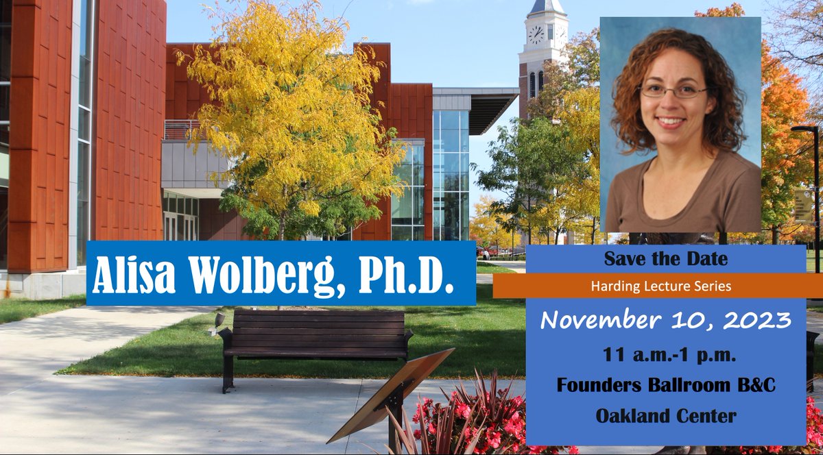 AVWashingtonLab's tweet photo. We are excited to host Alisa Wolberg @aswolberg at Oakland University  @oaklandu to deliver a talk as part of Harding Lecture Series!  Save the Date: November 10, 2023 11am-1pm, Oakland Center. Everyone is welcome to attend! #AVWashingtonlab https://t.co/mFotPWSu50