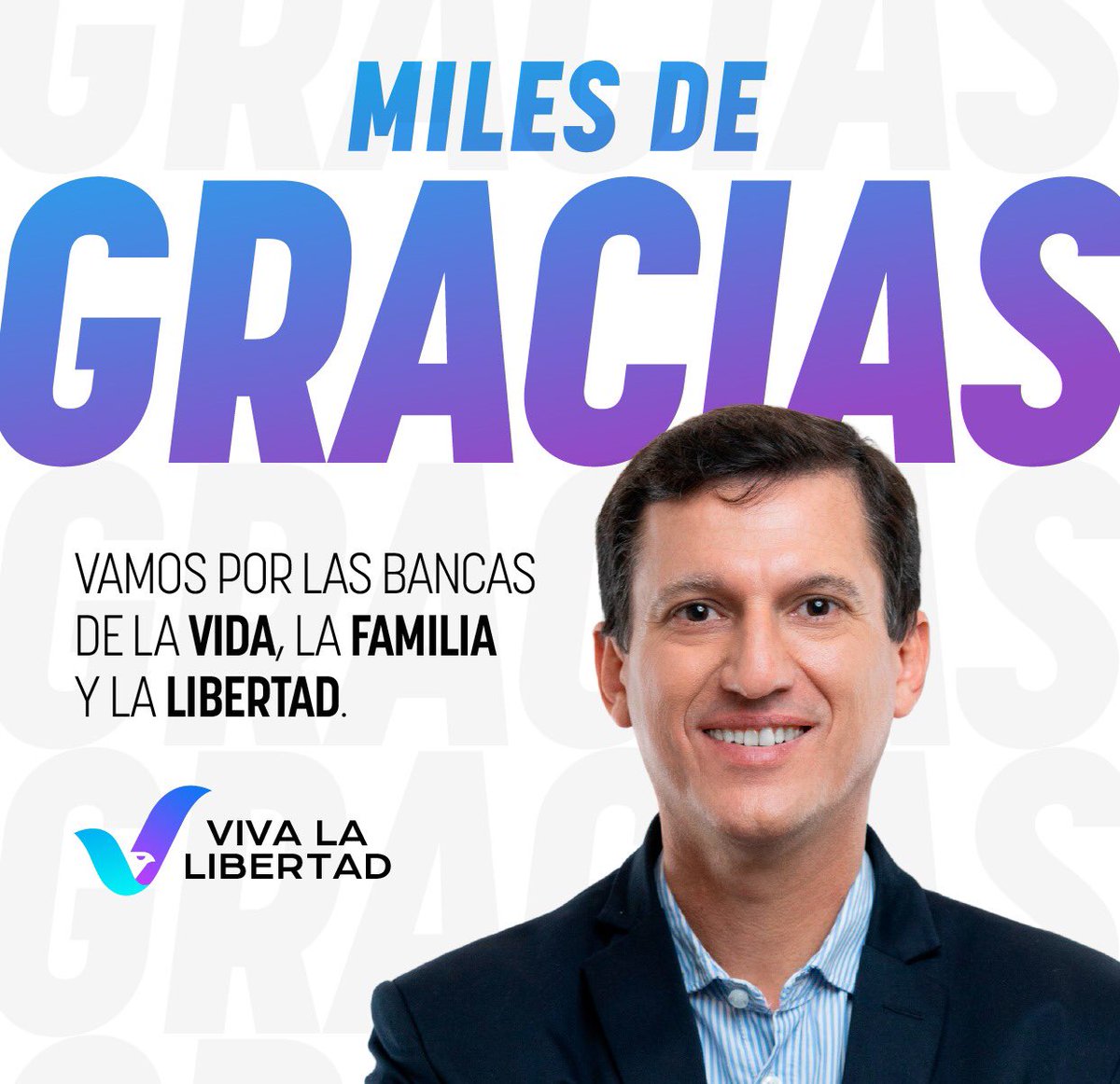 ⭐️⭐️⭐️GRACIAS⭐️⭐️⭐️

Nos vemos en las GENERALES!
#VivaLaLIBERTAD! 💙💜

Trabajamos, recorrimos, escuchamos, propusimos, lo hacemos con pasión y con valor!! Vamos por la #Vida , la #Familia , la #Libertad !!! 
Sin grandes cartelerías, SIN MEDIOS!!