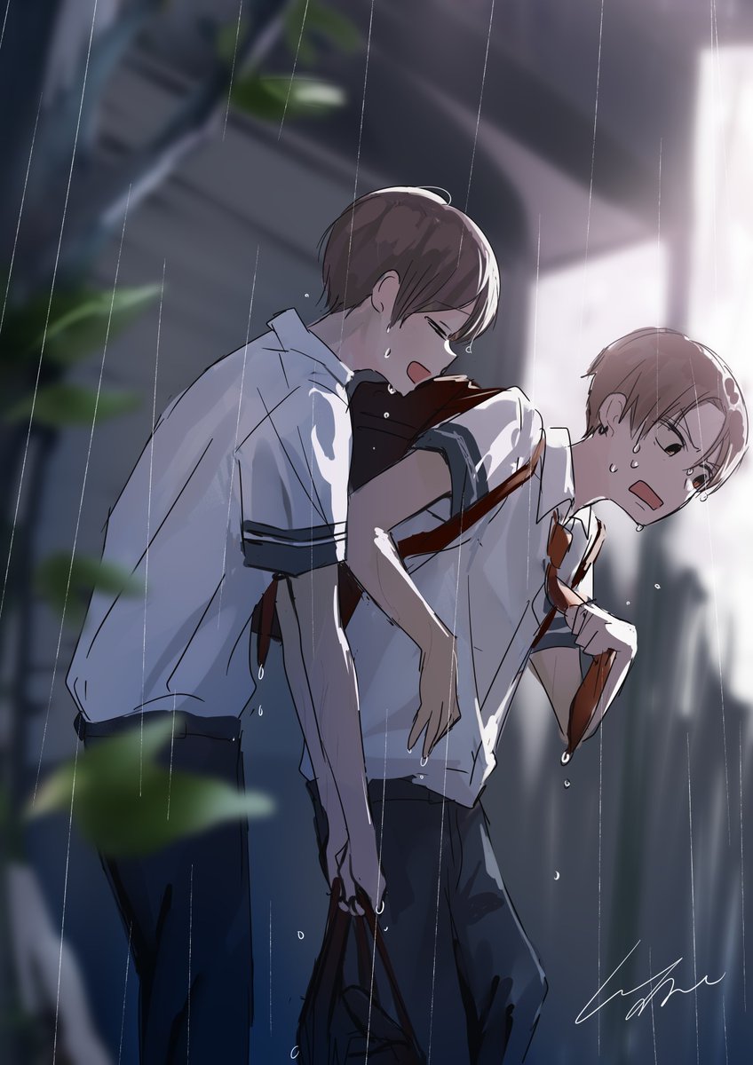 pomujoynet1's tweet photo. 雨宿り
#先輩はおとこのこ https://t.co/NqO3SWJU4M