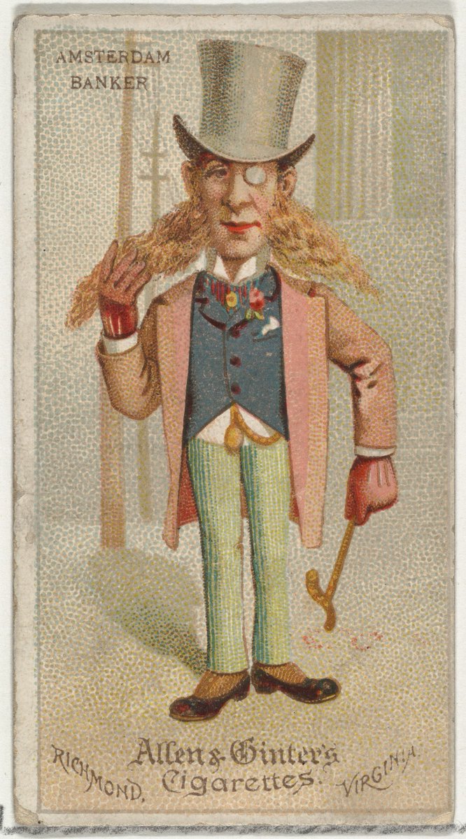 Amsterdam Banker, from World's Dudes series (N31) for Allen & Ginter Cigarettes. 1888.
Credit line: The Jefferson R. Burdick Collection, Gift of Jefferson R. Burdick
https://t.co/KI2sMzT69M
 #museum #history #art #culture https://t.co/MgkPpgFkrN