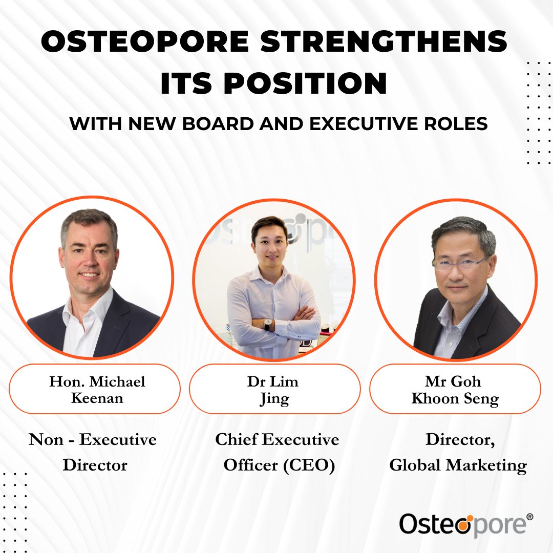 We are thrilled to share a pivotal moment for Osteopore (OSX.AX) as we strengthen our leadership team with significant board and executive appointments. 

Welcome on board, Mr Keenan.
Congratulations Dr Jing &amp; Mr Khoon Seng !

Read more: linkedin.com/feed/update/ur…