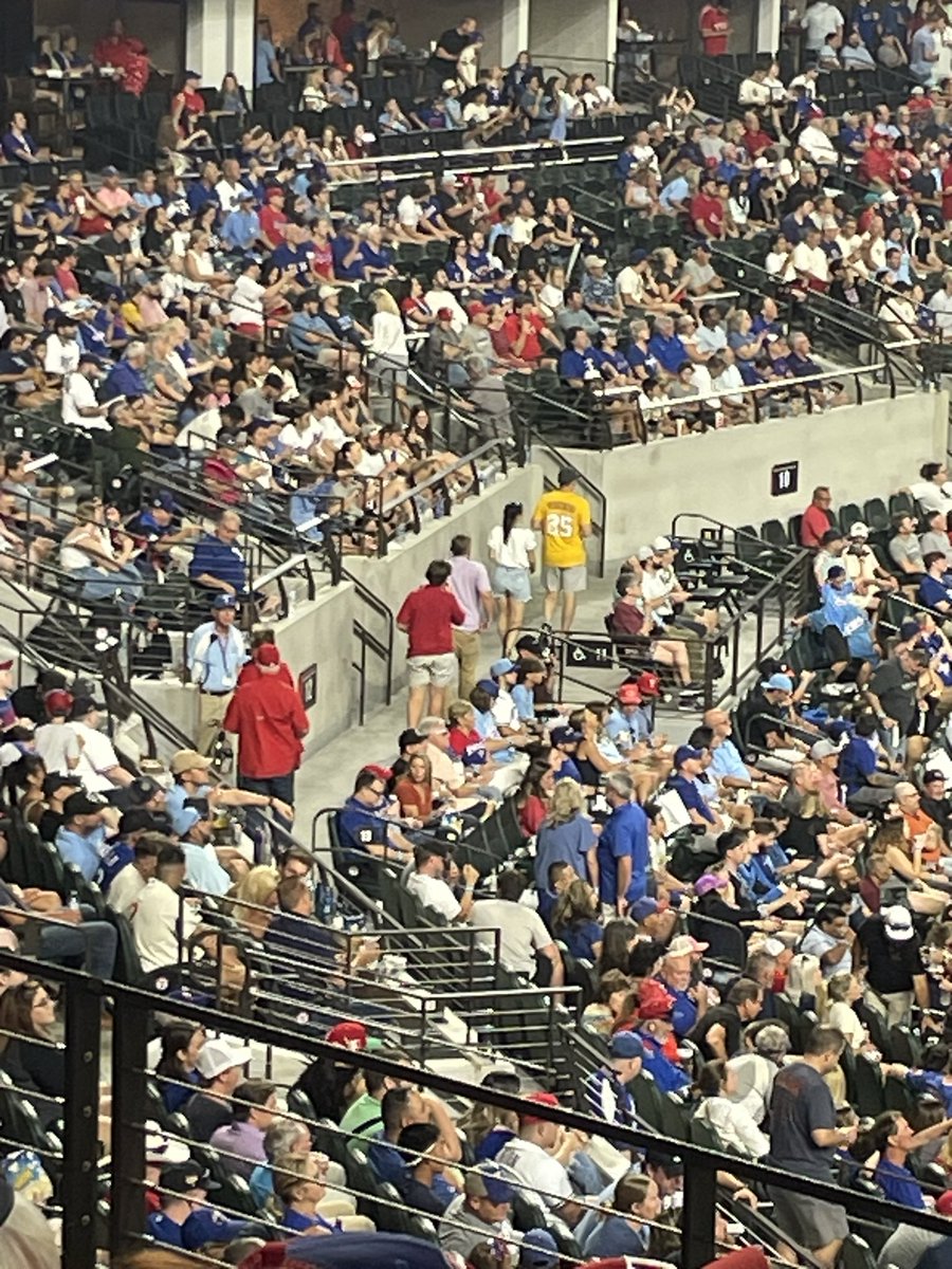 Currently at a Rangers game at Globe Life and saw a guy wearing a Hayden Travinski shirt #LSU