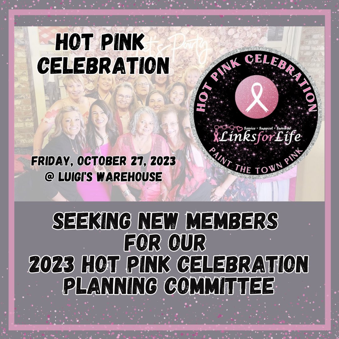 LFL is seeking members for this year's Hot Pink Celebration planning committee.  HP is an annual gala for breast cancer awareness month, celebrate survivors, and raise money for programs & services. If you are interested in joining contact Lauren at LFalk@linksforlife.org https://t.co/1MkskBhlj9