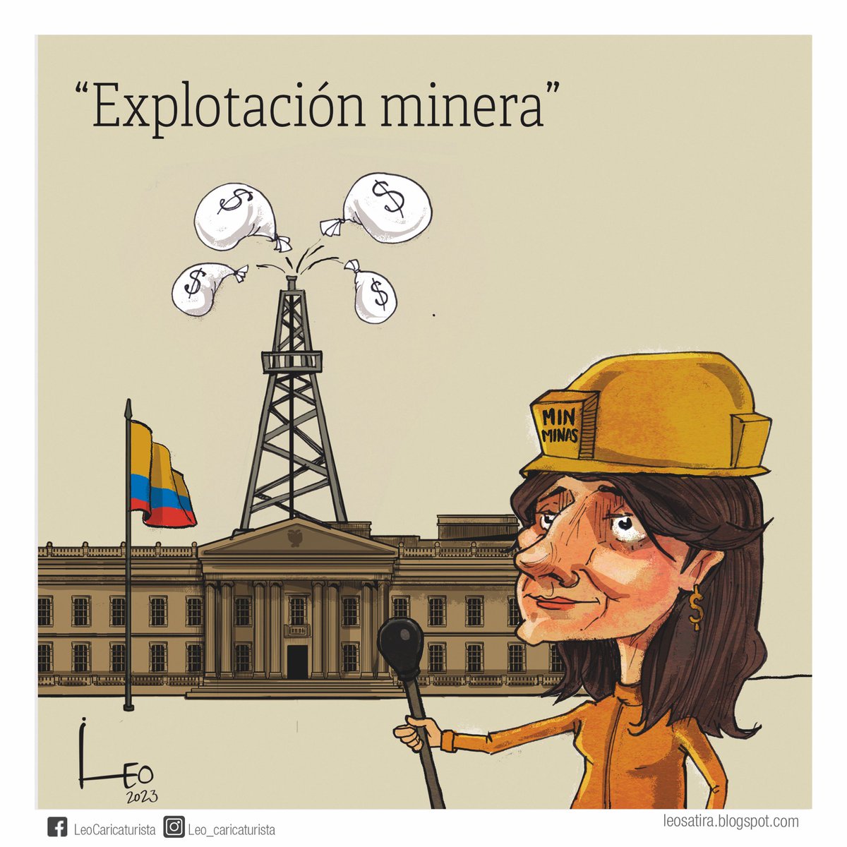 “Explotación minera” #Contrato #MinMinas #IreneVélez #MinisterioDeMinas #EsposoDeLaMinistra #ErrorDeDigitación #GobiernoPetro #Leo #LeoSátira #CaricaturaDeOpinión #CaricaturaPolítica #Nepotismo