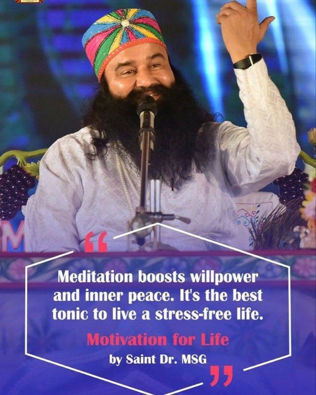 ParambirI's tweet photo. #PowerOfMeditation
If meditation is done on a regular basis, then you may never have to face the burdens of past bad karmas. Saint Gurmeet Ram Rahim Ji says that one must make a routine to meditate in the morning and evening. https://t.co/1wlsVY7rTt
