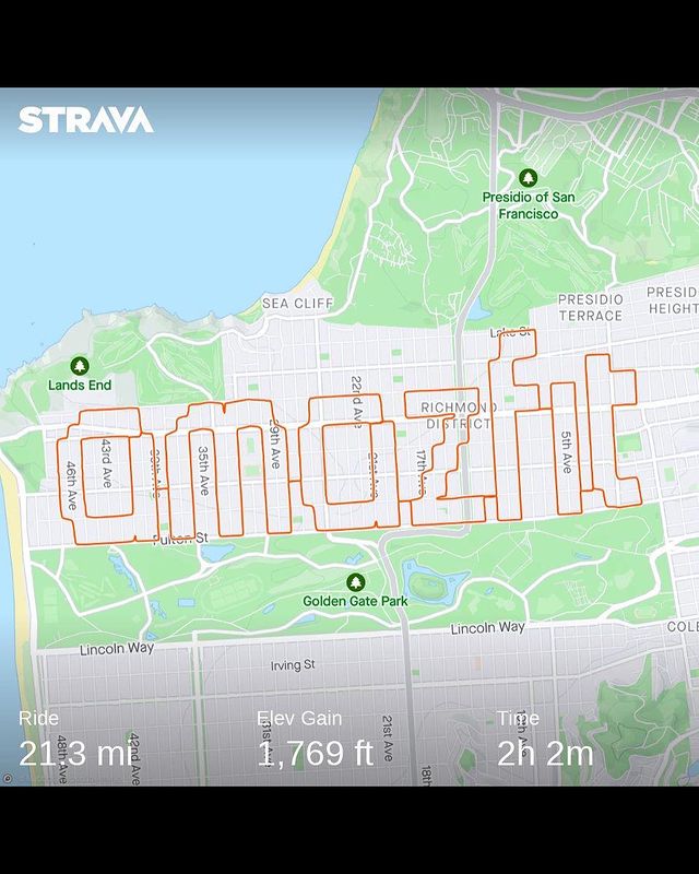 AmazfitGlobal's tweet photo. 🚴♂️ Jakub Mosur, the adventure seeker, sketched out the word "Amazfit" as he cycled though the #SFMap with the #Amazfit #CheetahPro & synced his route to his Strava! 🗺️ Witness the incredible synergy of #TechAndAthletics in action. What a way to showcase the power of Amazfit! 👏 https://t.co/iIkl8QfHF1