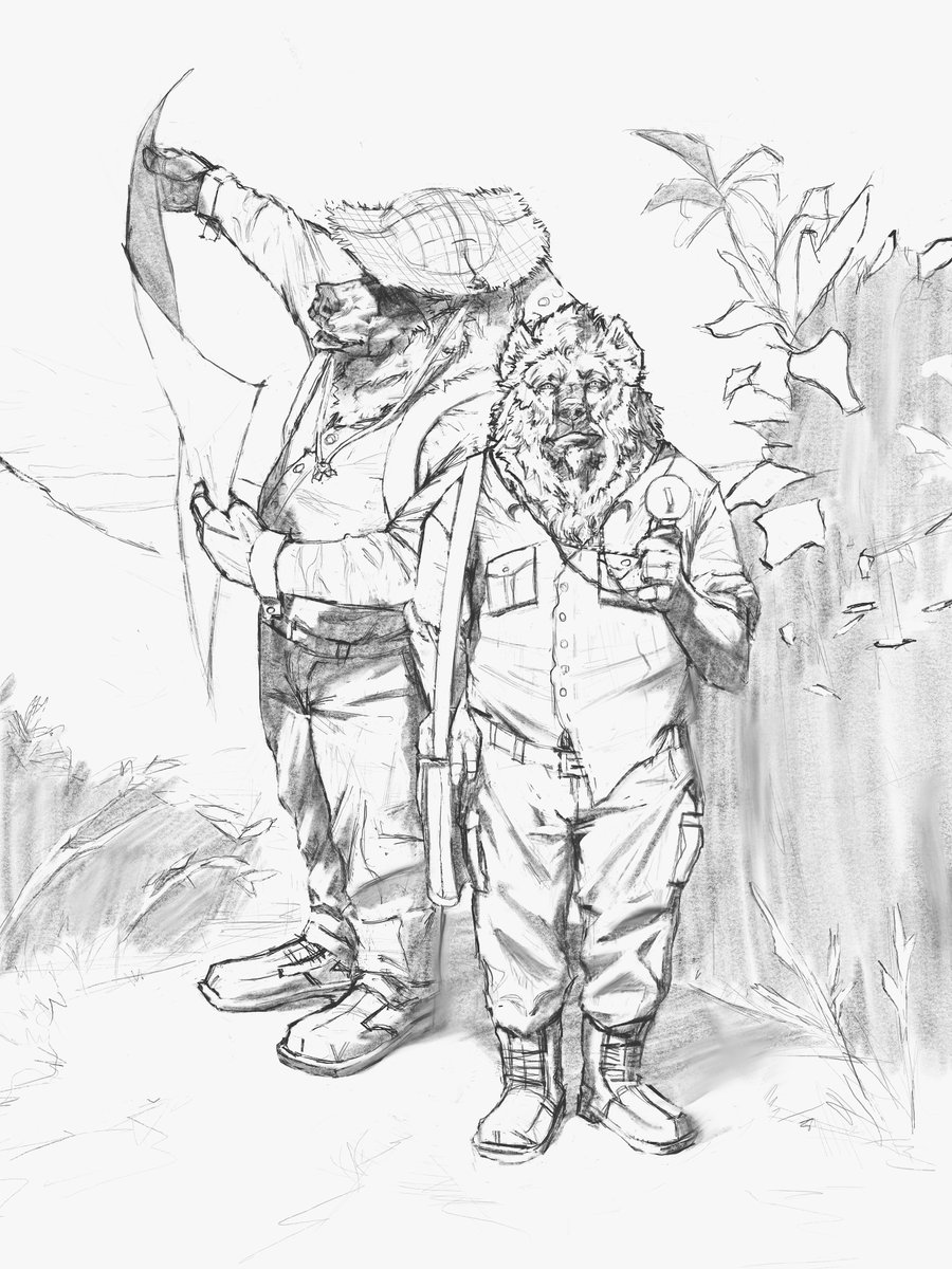 wistful_soic's tweet photo. Founder Illustration 
Sketch v. Final https://t.co/S52EMPQYvn