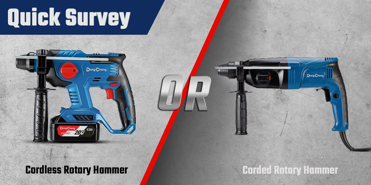 DongCheng_EU's tweet photo. 📝 Quick Survey - Are you a corded or cordless rotary hammer user, and what do you use a rotary hammer for?
#DongChengTools #RotaryHammer #CordedRotaryHammer #DZC05-26B #CordlessRotaryHammer #DCZC22 https://t.co/tQzUoyUOYv