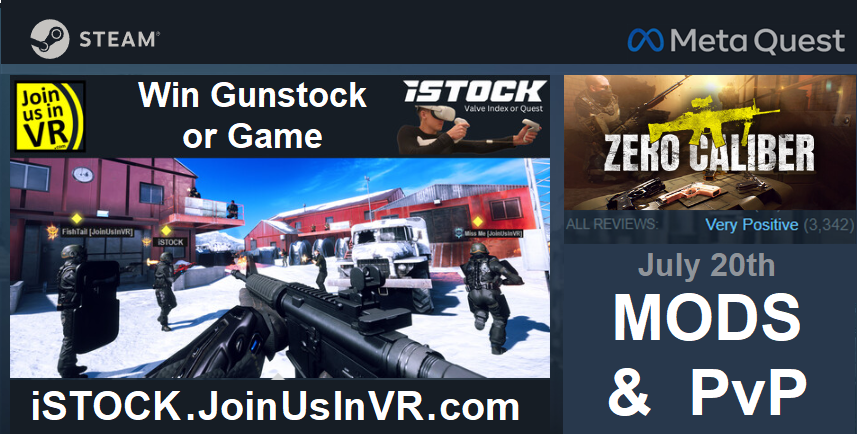 Fresh blood 😎 PvP + MODS + win a Gunstock + win the game + crossplay.  Thanks iSTOCK and <a href="/XREALGames/">XREAL Games 🥽 | VR Dev Studio</a> for adding it all to Zero Caliber for <a href="/JoinUsInVR/">JoinUsInVR</a> play &amp; giveaway Thursday!  
🔸PLEASE: ♥+🔁+💬
🔸GIVEAWAY: istock.JoinUsInVR.com
🔸AS SEEN ON STORE: store.steampowered.com/app/877200/Zer…