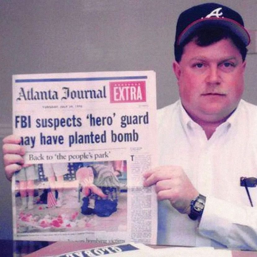 Richard Jewell who saved hundreds of lives in the Atlanta Olympics Bombing in 1996, had his entire life ruined by the media.

He was found innocent 3 months after investigation however the FBI still believed he was the prime suspect.

It wasn't until after his death in 2007 that… https://t.co/xc8x8ny3KV https://t.co/gDlbu4gijt