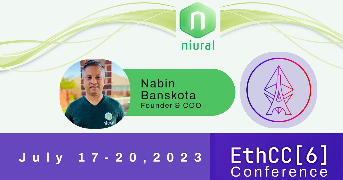 niuralHQ's tweet photo. 📣@niuralHQ will be onsite @EthCC in Paris.
Feel free to connect and catch-up with us.
#niural #ethcc3 #paris https://t.co/wFgJf59vNX