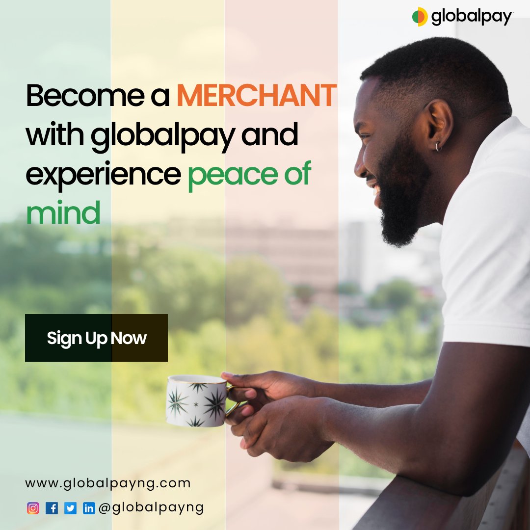 globalpayng's tweet photo. Become a merchant with us and experience peace of mind😌

#globalpay  #globalpayng #globalpayMerchant #MerchantBanking #
#payments #SeamlessTransactions #FinancialServices #mobilewallet https://t.co/AKz6sLlDeq