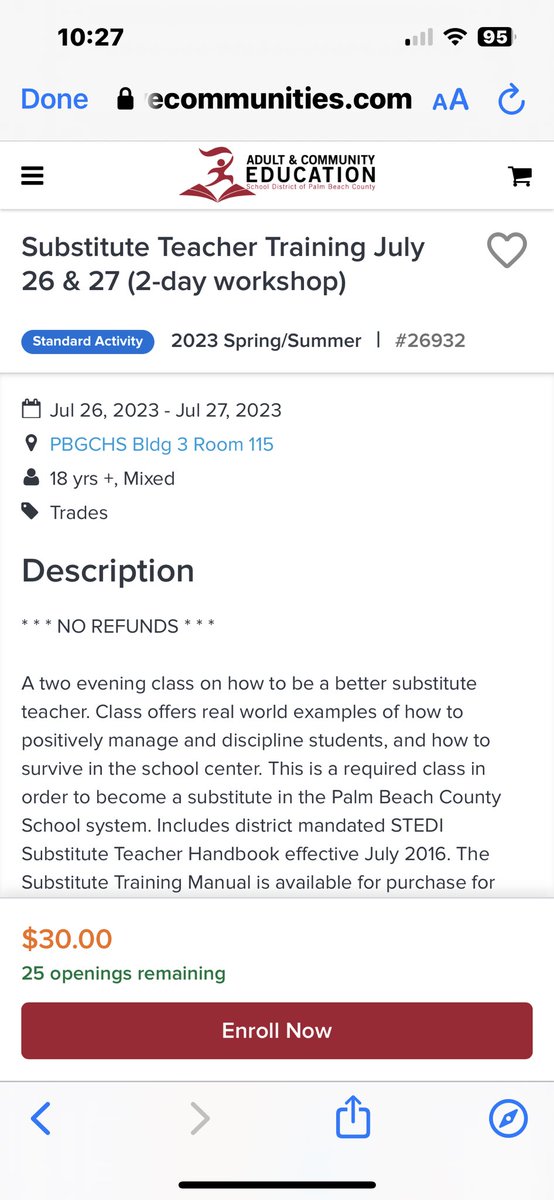 <a href="/PBGardensACE/">PB Gardens HS Adult & Community Education</a> has Substitute Teacher ✏️📚certification courses. Sign up here… anc.apm.activecommunities.com/aceschools/act…