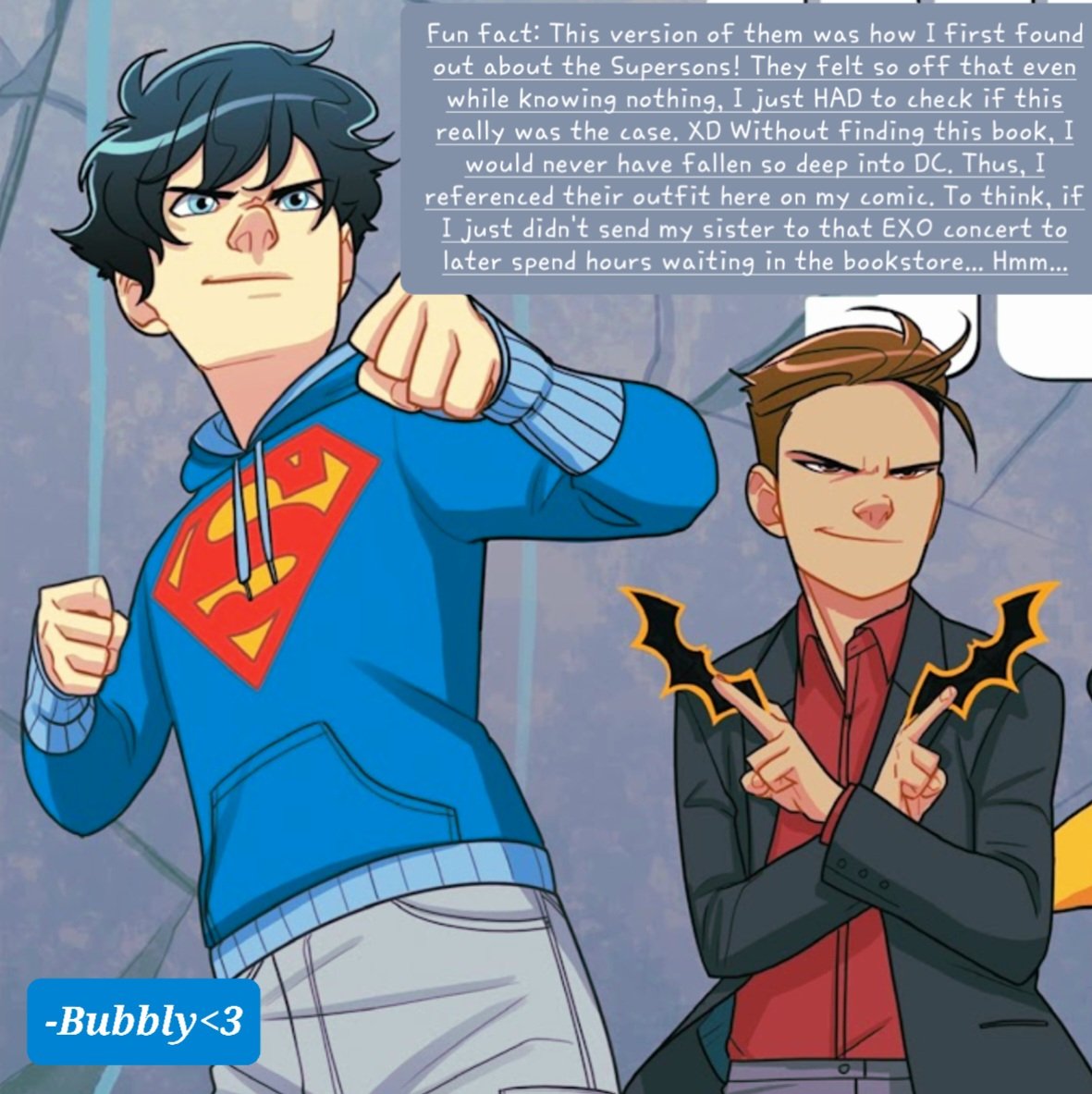 SpaceBubble1's tweet photo. 🥳 Today is my birthday! ^v^ And I decided that the best way to spend it is to give YOU all a surprise instead! Featuring my work for the @JDssZine "Young &amp; Bold" + some insight on my thoughts! Enjoy!!! #spacebubblearts #DC #supersons #jondami #damijon #jonkent #damianwayne #bday https://t.co/owOv38zV17