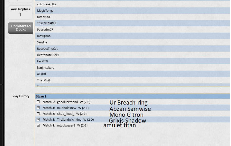 PoderosisimoM's tweet photo. Trofeo #1 con UR MURKTIDE!, Luego de muchos 4-1 y malos resultados con Grixis shadow se me ocurrió probar este gran deck. 
Cambios que voy a probar: meter mas efectos MOON(1 o 2), 1 fury mas de side, probablemente cortar el A.charm y algun STE del side. https://t.co/AYLIoGKzsE