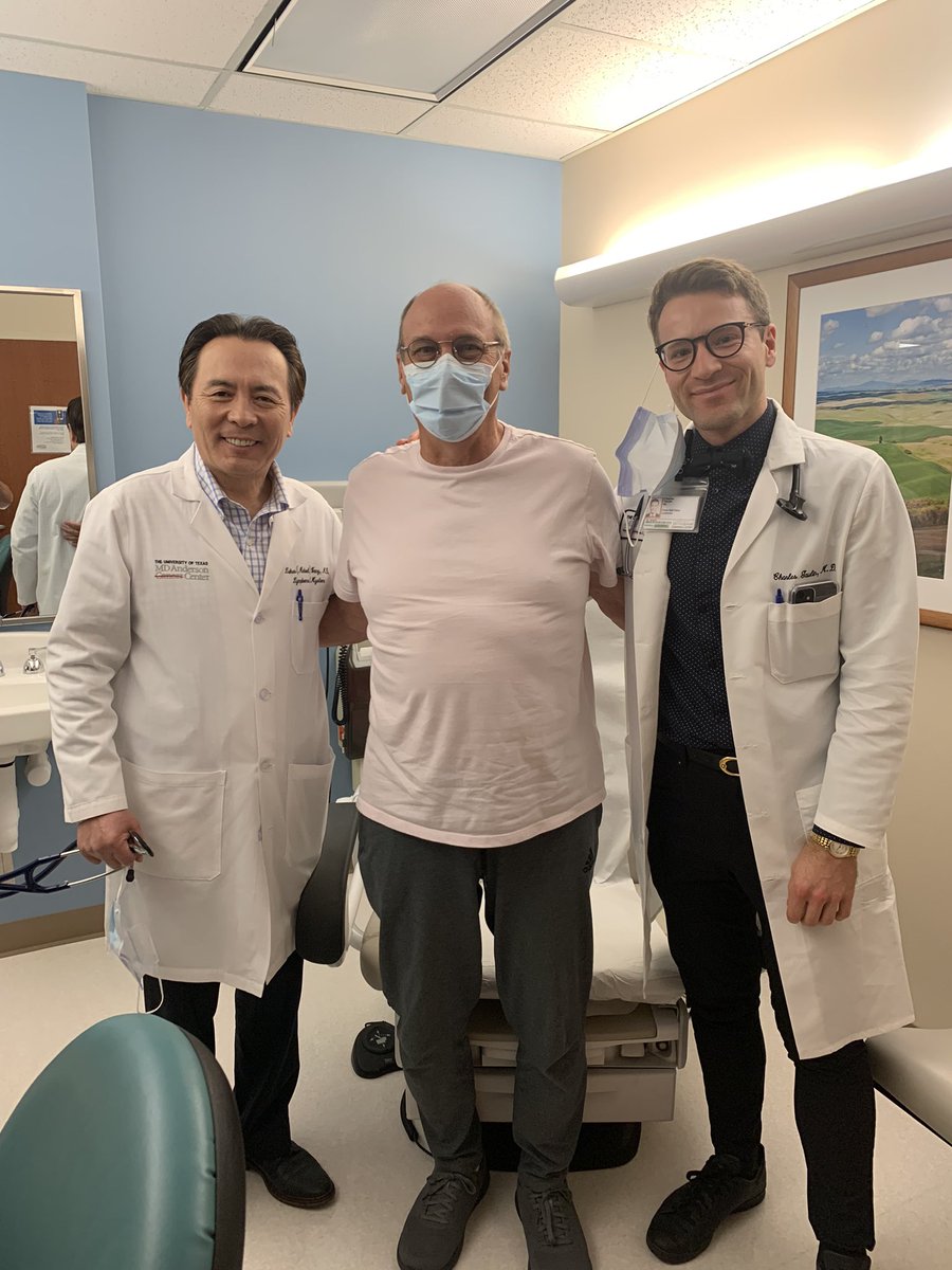 These two MD Anderson docs delivered the best news today to my hubbs.  Continued remission! Who in the world cares more about mantle cell lymphoma? @michaelwangmd Charles Gaulin MD @MDAndersonNews #mantlecelllymphoma
