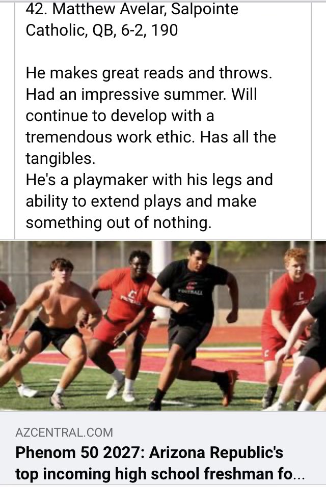 Matt_Avelar2's tweet photo. Thank you @azc_obert @azcsports for the write up! 🏈 @GroundUpQB @TreyAndersonQB @cstrevy @eric44guz @KyleMorgan_XOS @AlPopsFootball @QBHitList @GGE7v7 https://t.co/5upcJTM7lo