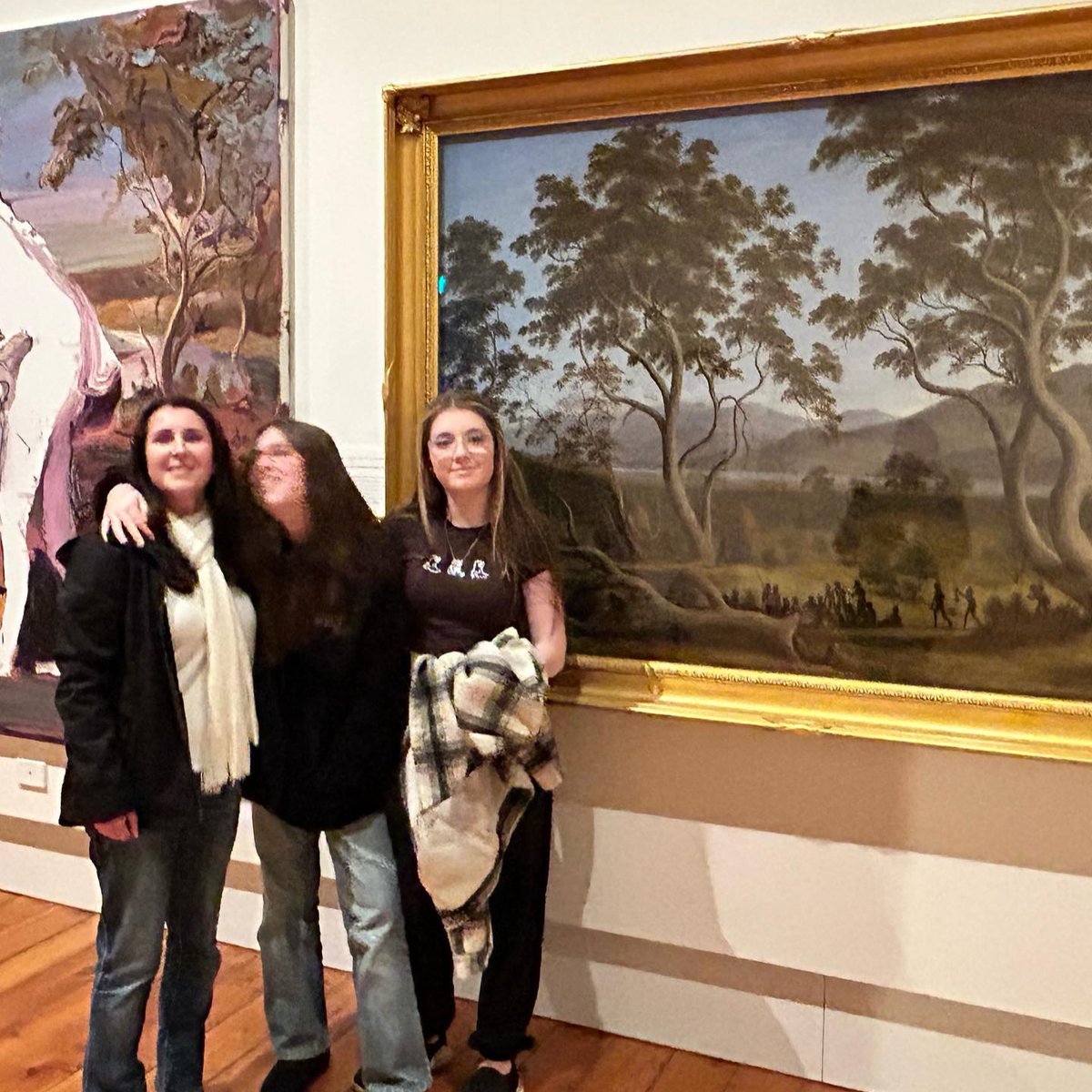 MumPR's tweet photo. While we were in Tassie, we found my 5x great grandfather John Glover's famous painting of Tasmanian Aboriginal people in 1836. Glover was dubbed the "father of Australian landscape painting" because his paintings were some of the first images England saw of Australia. https://t.co/J7DjG0gRKf