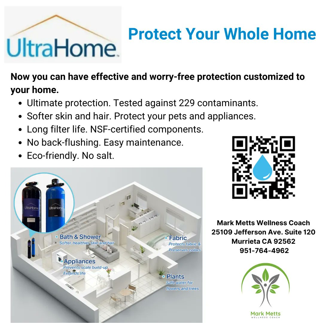 wellnessfouryou's tweet photo. With an UltraHome system, soft water is just the start. You’ll also enjoy spot-free dishes, brighter laundry, smoother hair and skin, longer-lasting appliances and saving money!
Scan the QR code for more information! #water #drinkingwater #betterwater #wholehousefiltration https://t.co/cG9ojQe9r6