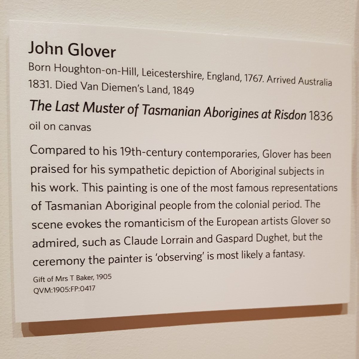 MumPR's tweet photo. While we were in Tassie, we found my 5x great grandfather John Glover's famous painting of Tasmanian Aboriginal people in 1836. Glover was dubbed the "father of Australian landscape painting" because his paintings were some of the first images England saw of Australia. https://t.co/J7DjG0gRKf