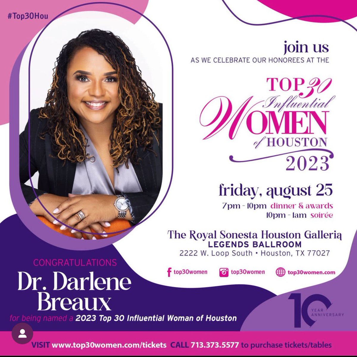 DarleneBreauxTX's tweet photo. It is truly an honor to be recognized along with 29 other amazing women as an honoree in the Top 30 Influential Women of Houston.
#Top30HOU #elevateyournarrative https://t.co/0BvKGMMzQC