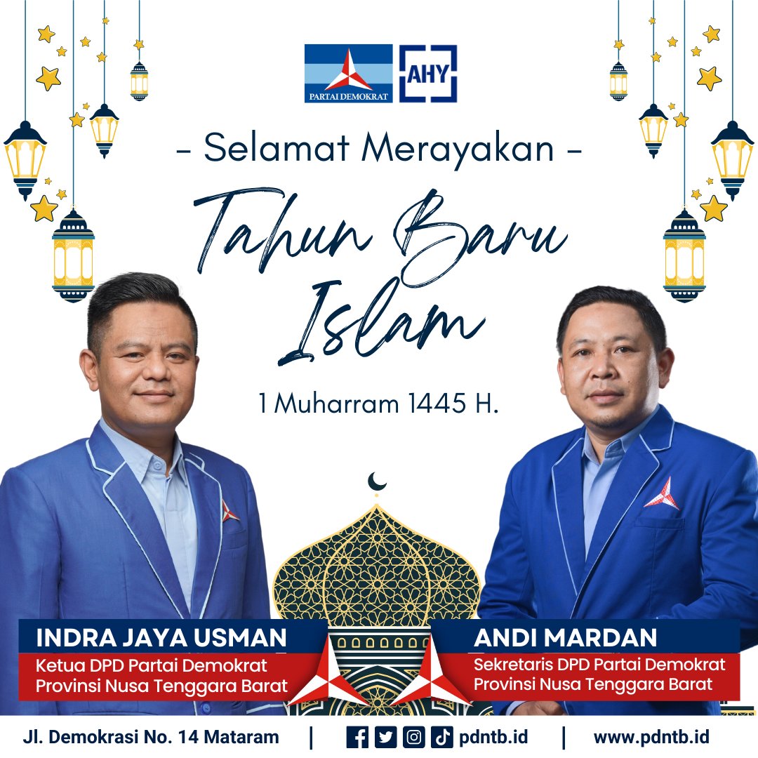luname48584's tweet photo. Dewan Pimpinan Daerah DPD Partai Demokrat NTB mengucapkan Selamat Tahun Baru Islam 1445 Hijriyah. Semoga di tahun yang baru ini Indonesia menjadi lebih baik. #pdemokrat #demokratntb #pdntb #tahunbaruislam1445h https://t.co/bCeqnEq1DD