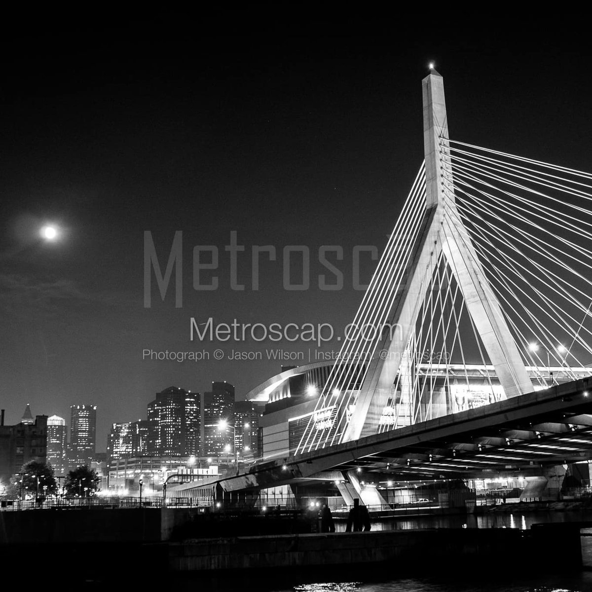 Boston wall-art Black & White: The Bunker Hill Bridge Under a Full Moon #boston #bostonUSA #bostondotcom #fenway #fenwayPark #617 #BlackWhite | metroscap.com/boston--framed…