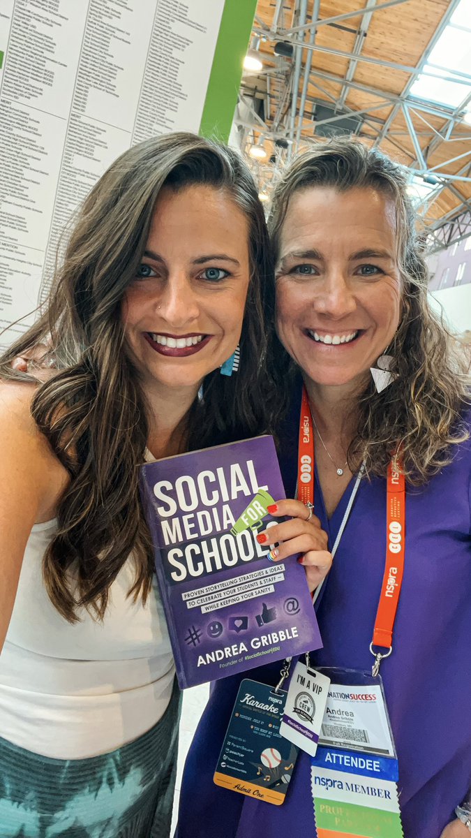 Sherrard200PR's tweet photo. @andreagribble My next hero… and friend 💜. I’m honored to be quoted in her recently released book. 🙌 

I can’t say enough about #SocialSchool4EDU I have received ridiculous social media support and relational customer service above excellent. 👏 #schoolpr @NSPRA #NSPRA2023 https://t.co/xc1dbPsaAS