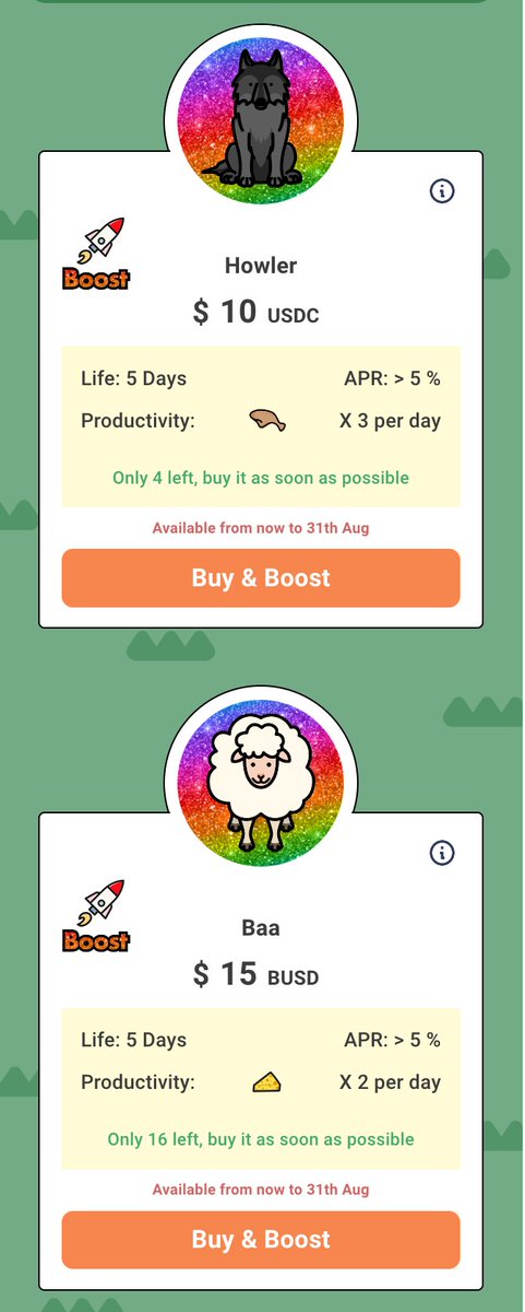Only a couple #boostable animals remain, get them while you can at ttfarm.xyz 🚀