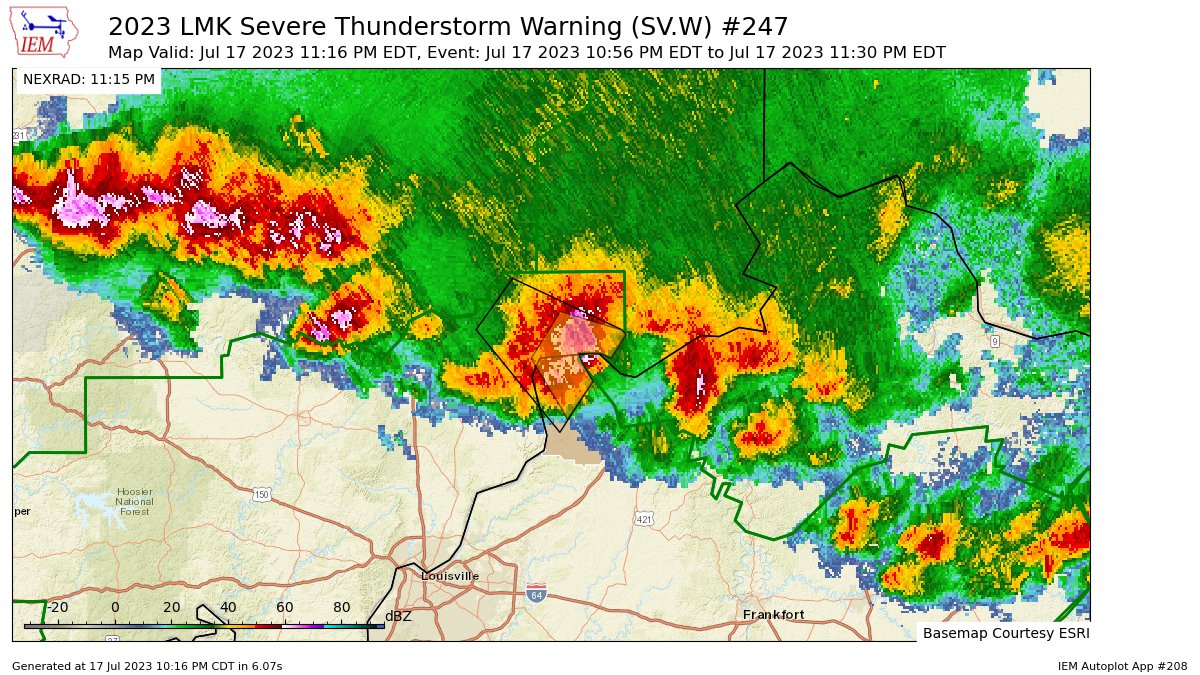 LMK continues Severe Thunderstorm Warning [wind: 60 MPH (RADAR INDICATED), hail: 1.00 IN (RADAR INDICATED)] for Jefferson [IN] and Trimble [KY] till 11:30 PM EDT https://t.co/P222CFXXOn https://t.co/SI1HNSWbSr