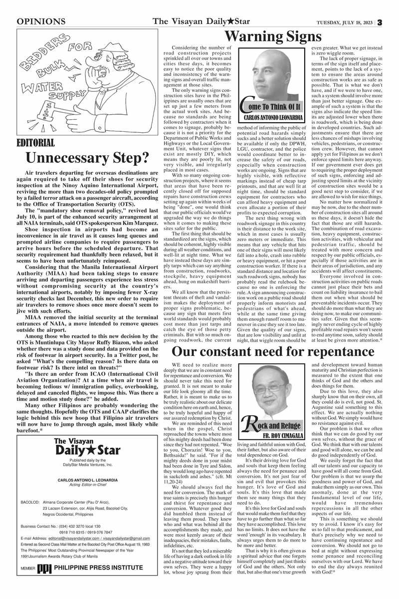 visayanstar's tweet photo. The Visayan Daily Star 
Tuesday, July 18, 2023 Issue https://t.co/mfn4nnDIqk