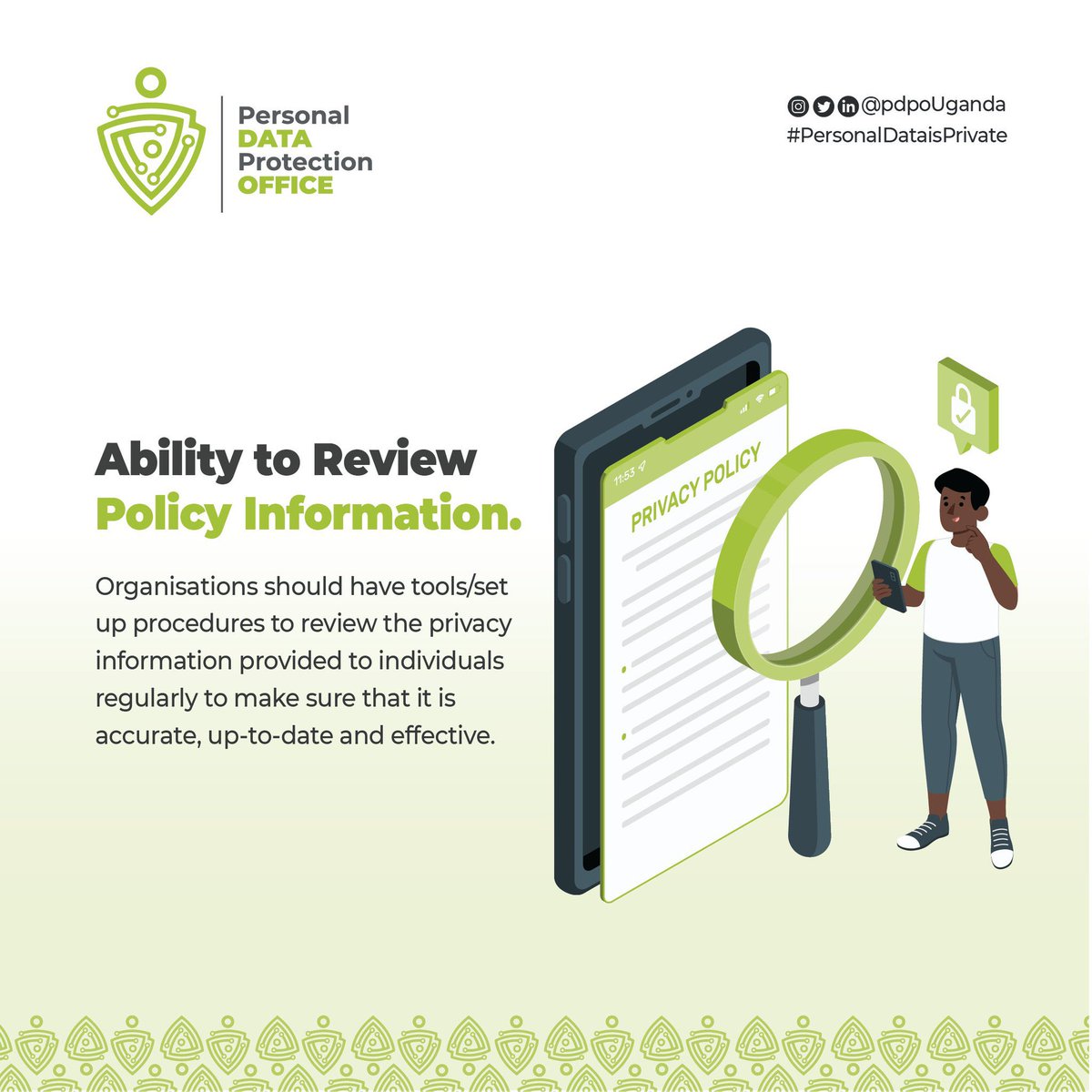 silentuser2026's tweet image. Organisations should have tools/set up procedures to review the privacy information provided to individuals regularly to make sure that it is accurate, up-to-date and effective.
@pdpoUG 

#DigitizeUG
#PersonalDataIsPrivate