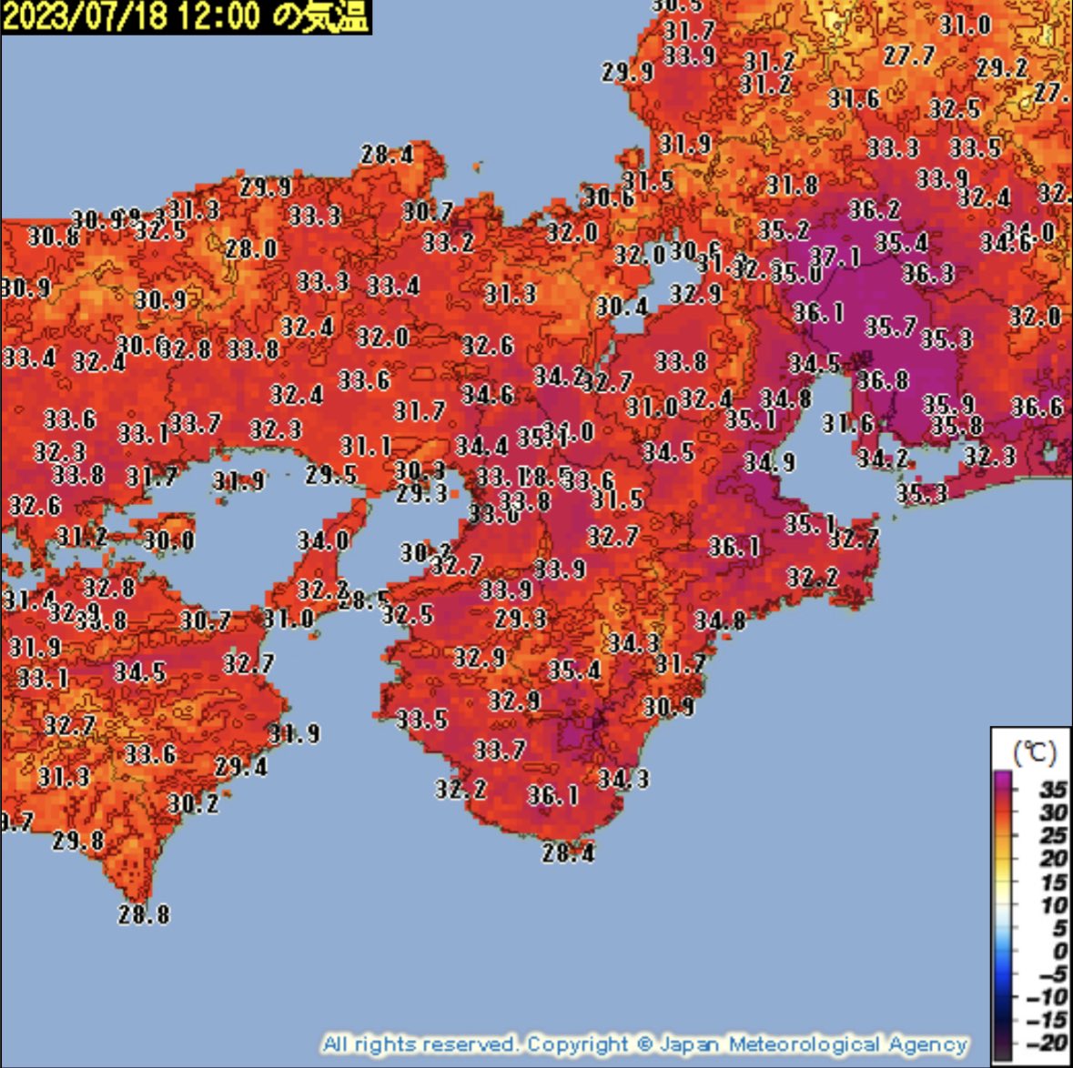 arakencloud_sub's tweet photo. 命に関わる危険な暑さになっています。
今日18日昼��在ですでに東京都心でも最高気温が37℃以上に。各地で気温が上がっています。どんなに屈強な人間でも暑さには耐えられません。万全の暑さ対策をして命を守ってください。 https://t.co/3mdEYUvtMu